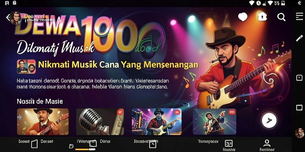 Screenshot gameplay DEWA1000 yang menampilkan pengguna menikmati musik.