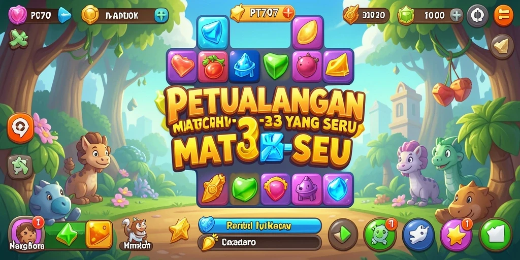 Screenshot gameplay PT707 menampilkan kombinasi seru dalam permainan Match-3.